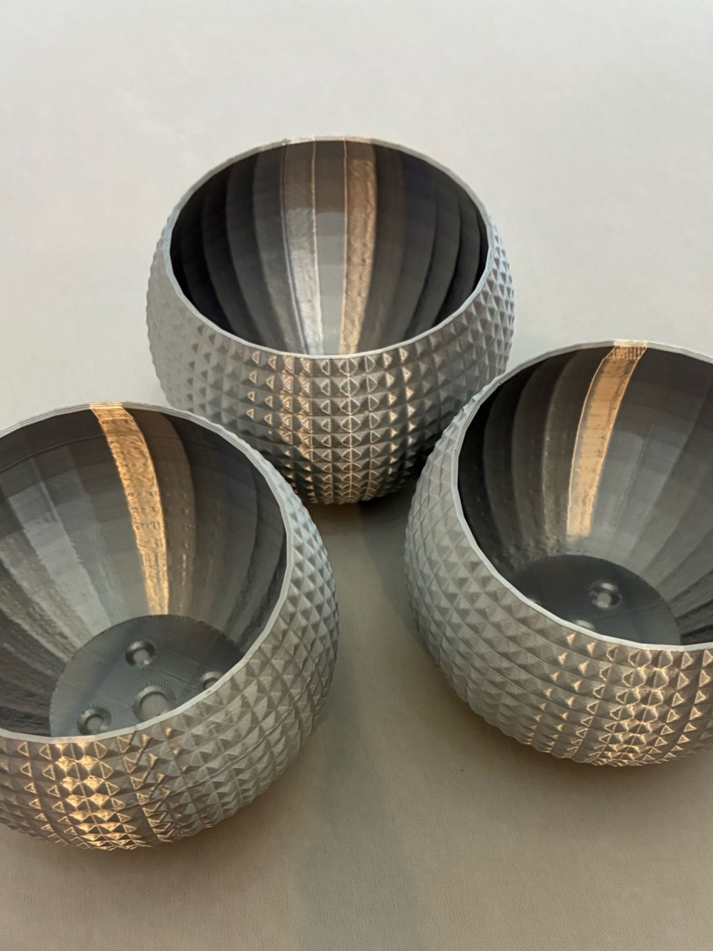 3 Silver Three Inch Plant Pots - Picture 2 of 5